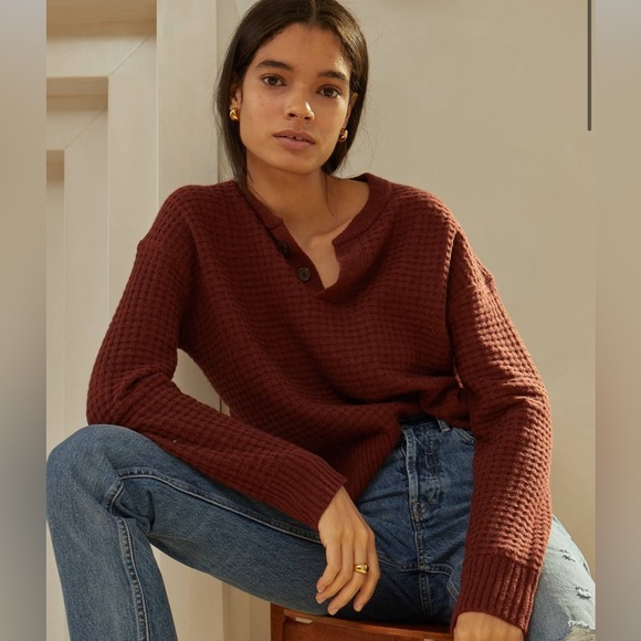 Everlane Sweaters - Everlane Cashmere Belgian Waffle Henley